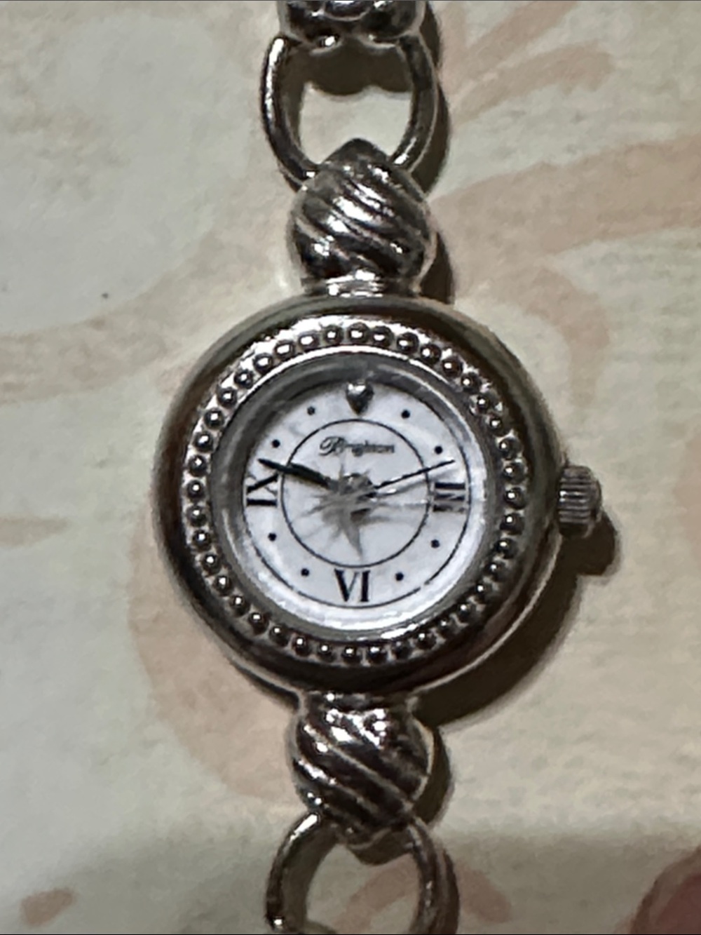 Brighton Vintage Silver Heart & Floral Link Bracelet Watch - New Battery - Picture 13 of 15